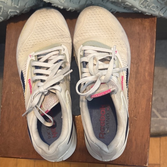 Reebok Cream Sneakers with Pink and Navy Accents - Picture 1 of 3
